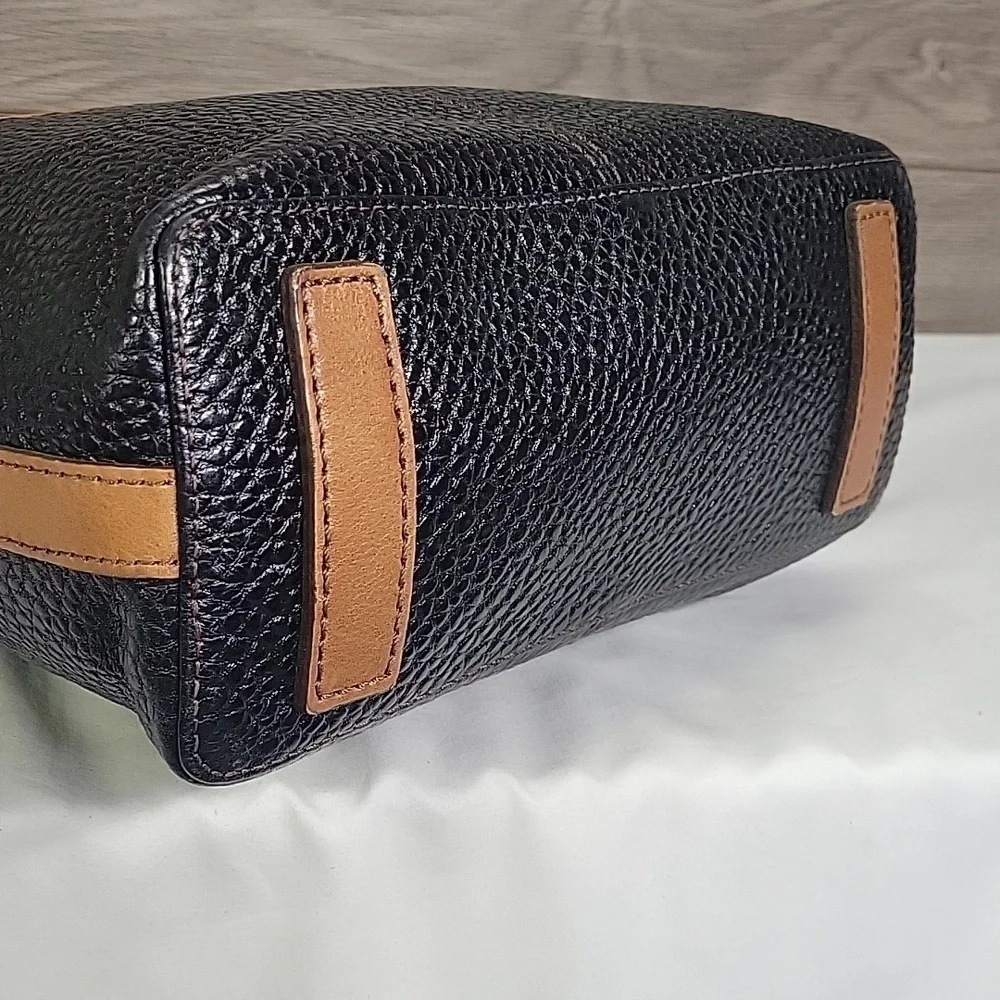 Brighton Black and Brown Pebble Leather Tote Crossbody Bag